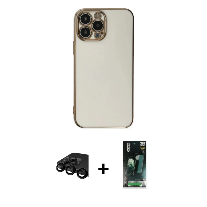 MARSİLYAN™- iPhone 15 Pro Max Kılıf Yankı Serisi - Siyah 360 Mat Full Body Arka Koruyucu + Raze Metal Kamera Lens - SH