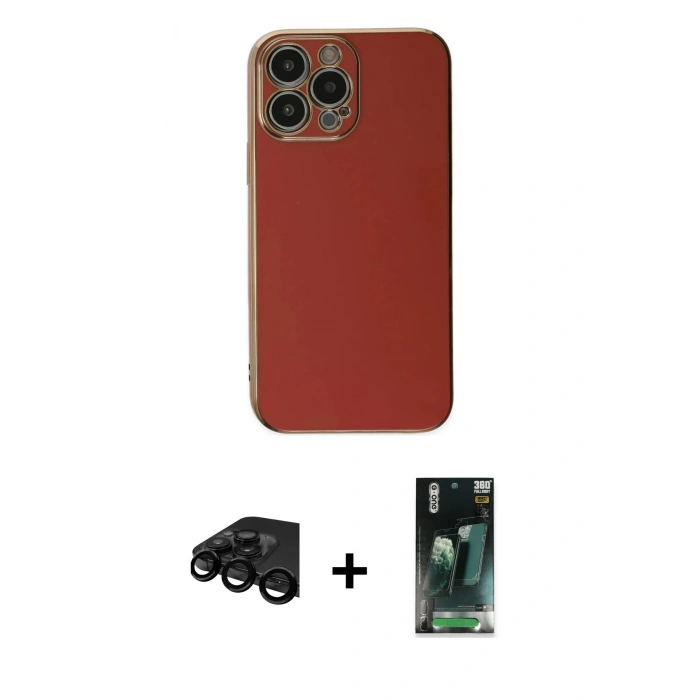 MARSİLYAN™- iPhone 15 Pro Max Kılıf Yankı Serisi - Siyah 360 Mat Full Body Arka Koruyucu + Raze Metal Kamera Lens - SH