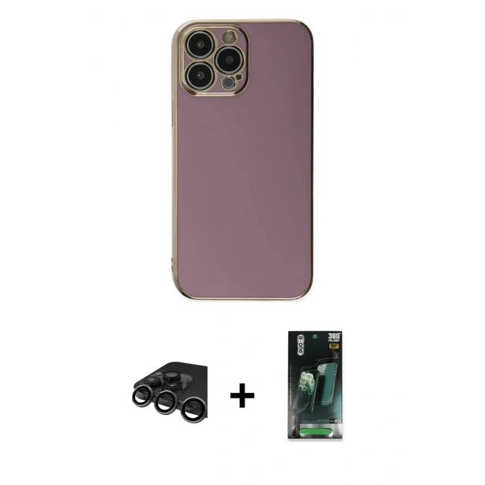 MARSİLYAN™- iPhone 15 Pro Max Kılıf Yankı Serisi - Siyah 360 Mat Full Body Arka Koruyucu + Raze Metal Kamera Lens - TMGI