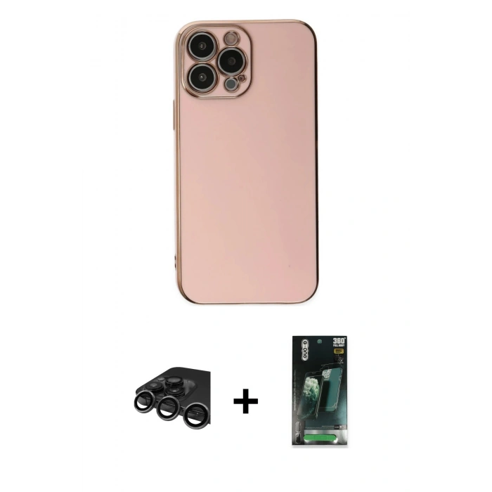 MARSİLYAN™- iPhone 15 Pro Max Kılıf Yankı Serisi - Siyah 360 Mat Full Body Arka Koruyucu + Raze Metal Kamera Lens - TMGI