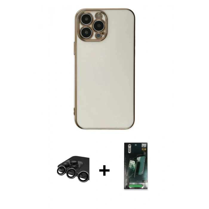 MARSİLYAN™- iPhone 15 Pro Max Kılıf Yankı Serisi - Siyah 360 Mat Full Body Arka Koruyucu + Raze Metal Kamera Lens - TMGI