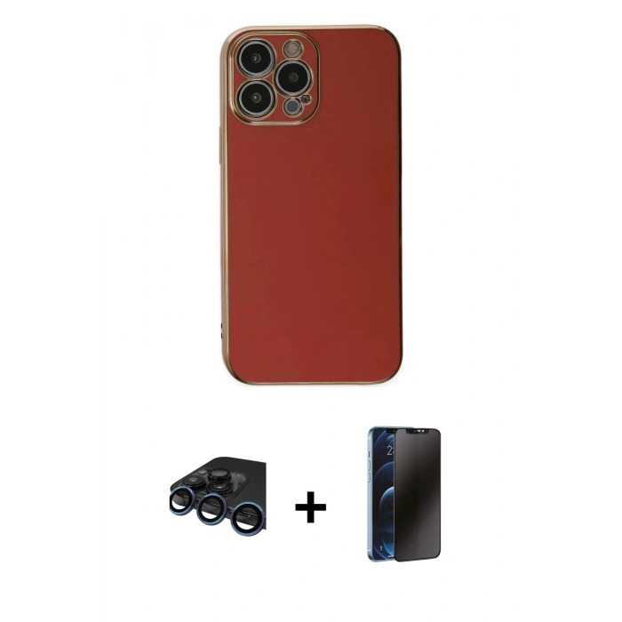 MARSİLYAN™- iPhone 15 Pro Max Kılıf Yankı Serisi - Siyah 3D Antistatik Hayalet Cam Ekran Koruyucu + Raze Metal Kamera Lens - LT