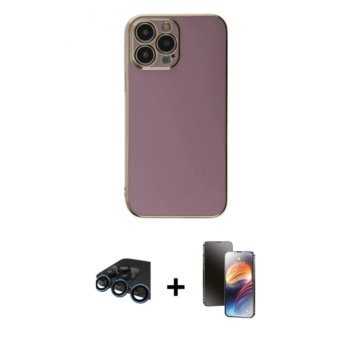 MARSİLYAN™- iPhone 15 Pro Max Kılıf Yankı Serisi - Siyah 3D Antistatik Mat Seramik Nano Ekran Koruyucu + Raze Metal Kamera Lens - LT