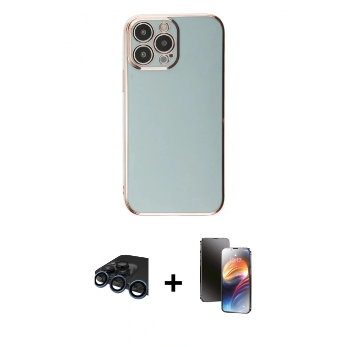 MARSİLYAN™- iPhone 15 Pro Max Kılıf Yankı Serisi - Siyah 3D Antistatik Mat Seramik Nano Ekran Koruyucu + Raze Metal Kamera Lens - LT