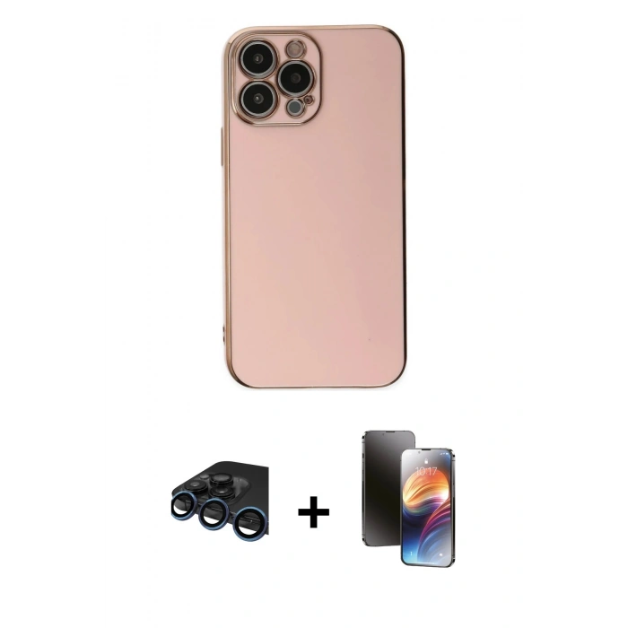 MARSİLYAN™- iPhone 15 Pro Max Kılıf Yankı Serisi - Siyah 3D Antistatik Mat Seramik Nano Ekran Koruyucu + Raze Metal Kamera Lens - LT