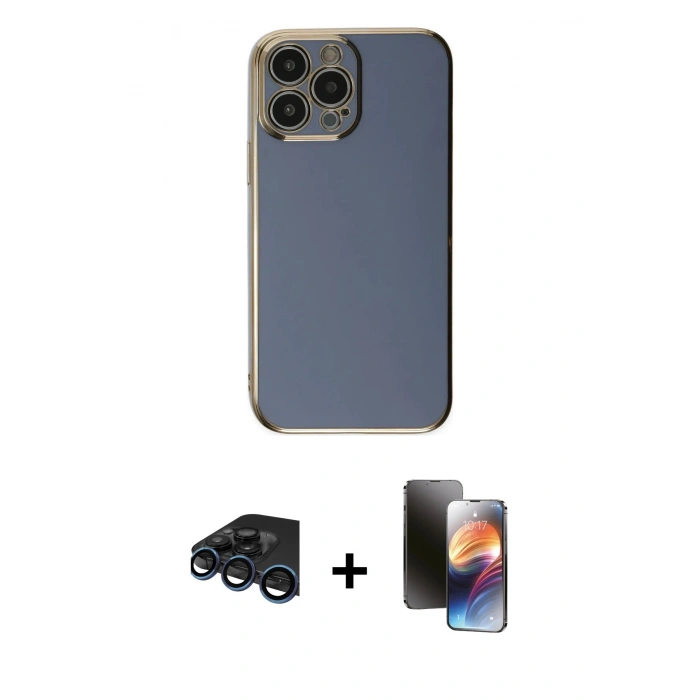 MARSİLYAN™- iPhone 15 Pro Max Kılıf Yankı Serisi - Siyah 3D Antistatik Mat Seramik Nano Ekran Koruyucu + Raze Metal Kamera Lens - LT