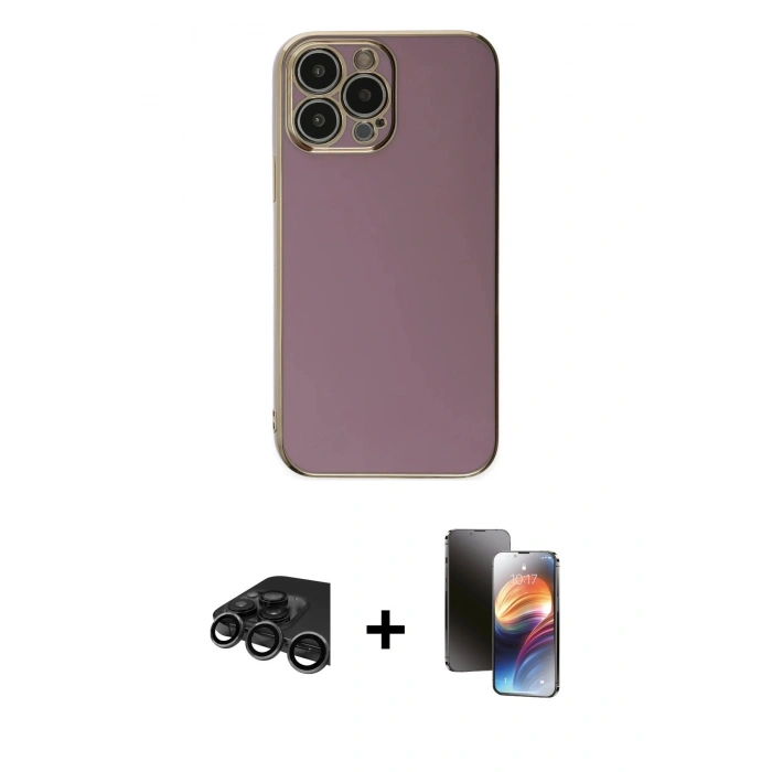 MARSİLYAN™- iPhone 15 Pro Max Kılıf Yankı Serisi - Siyah 3D Antistatik Mat Seramik Nano Ekran Koruyucu + Raze Metal Kamera Lens - TMGI