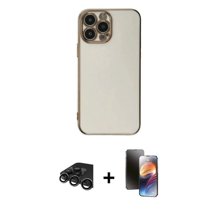 MARSİLYAN™- iPhone 15 Pro Max Kılıf Yankı Serisi - Siyah 3D Antistatik Mat Seramik Nano Ekran Koruyucu + Raze Metal Kamera Lens - TMGI