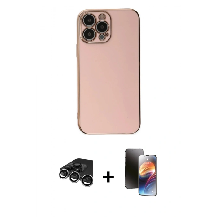 MARSİLYAN™- iPhone 15 Pro Max Kılıf Yankı Serisi - Siyah 3D Antistatik Mat Seramik Nano Ekran Koruyucu + Raze Metal Kamera Lens - GS