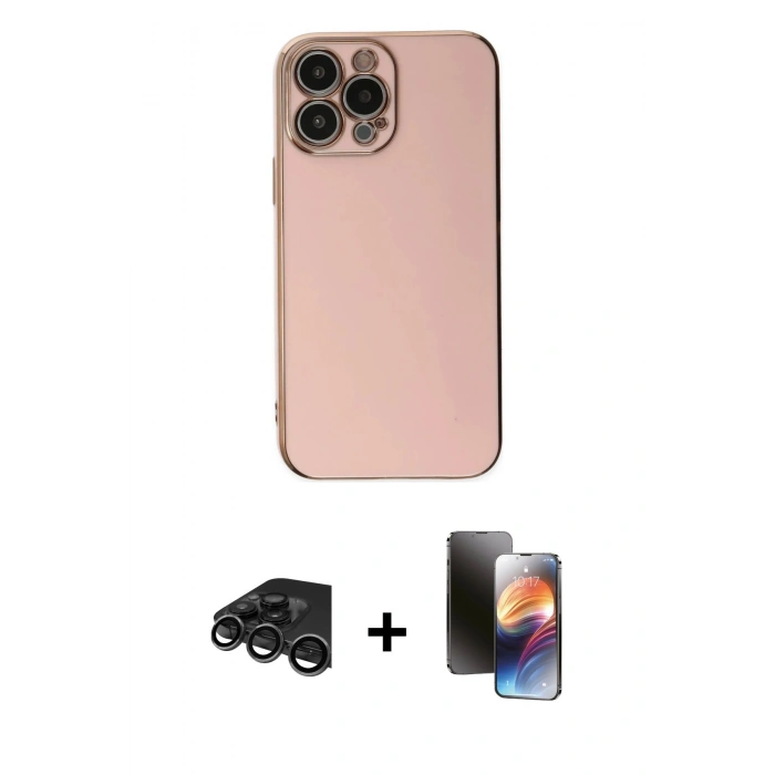 MARSİLYAN™- iPhone 15 Pro Max Kılıf Yankı Serisi - Siyah 3D Antistatik Mat Seramik Nano Ekran Koruyucu + Raze Metal Kamera Lens - TMGI
