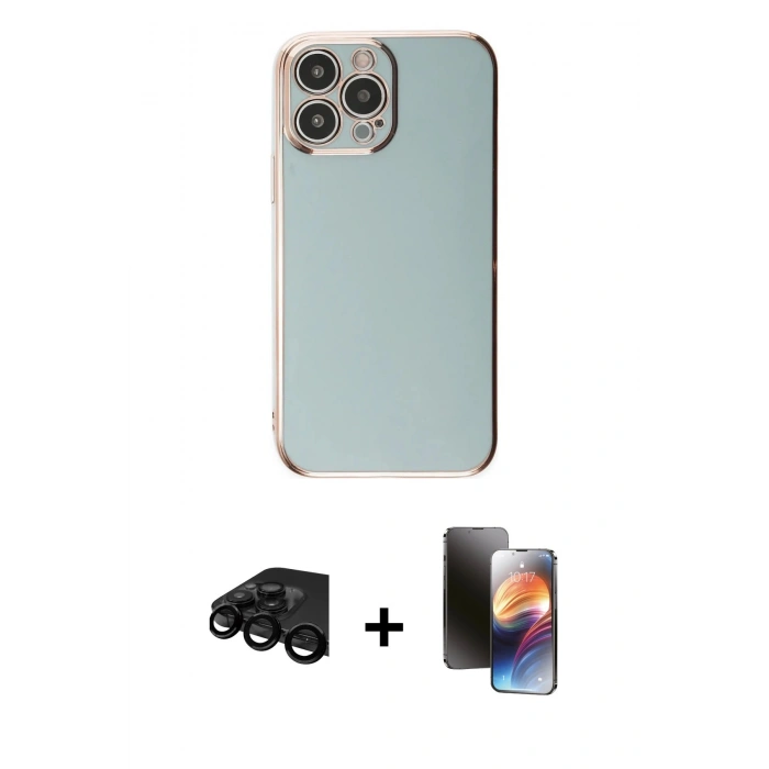 MARSİLYAN™- iPhone 15 Pro Max Kılıf Yankı Serisi - Siyah 3D Antistatik Mat Seramik Nano Ekran Koruyucu + Raze Metal Kamera Lens - SH