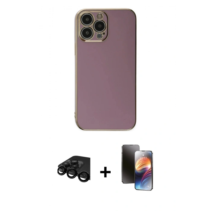MARSİLYAN™- iPhone 15 Pro Max Kılıf Yankı Serisi - Siyah 3D Antistatik Mat Seramik Nano Ekran Koruyucu + Raze Metal Kamera Lens - SH