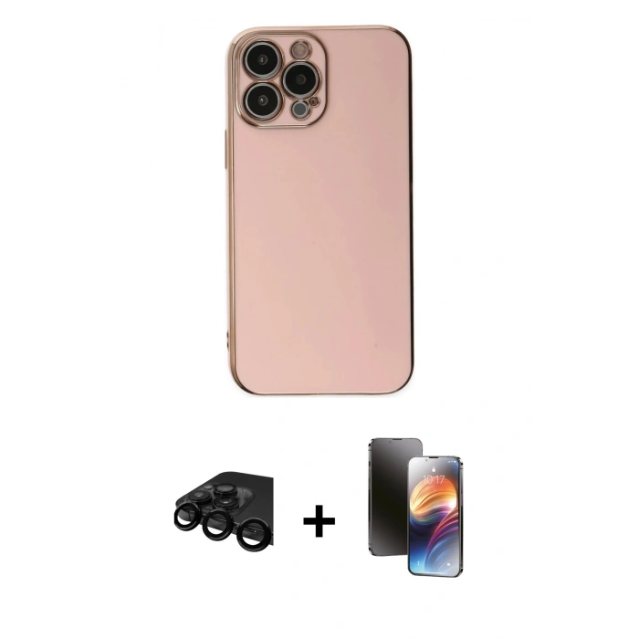 MARSİLYAN™- iPhone 15 Pro Max Kılıf Yankı Serisi - Siyah 3D Antistatik Mat Seramik Nano Ekran Koruyucu + Raze Metal Kamera Lens - SH