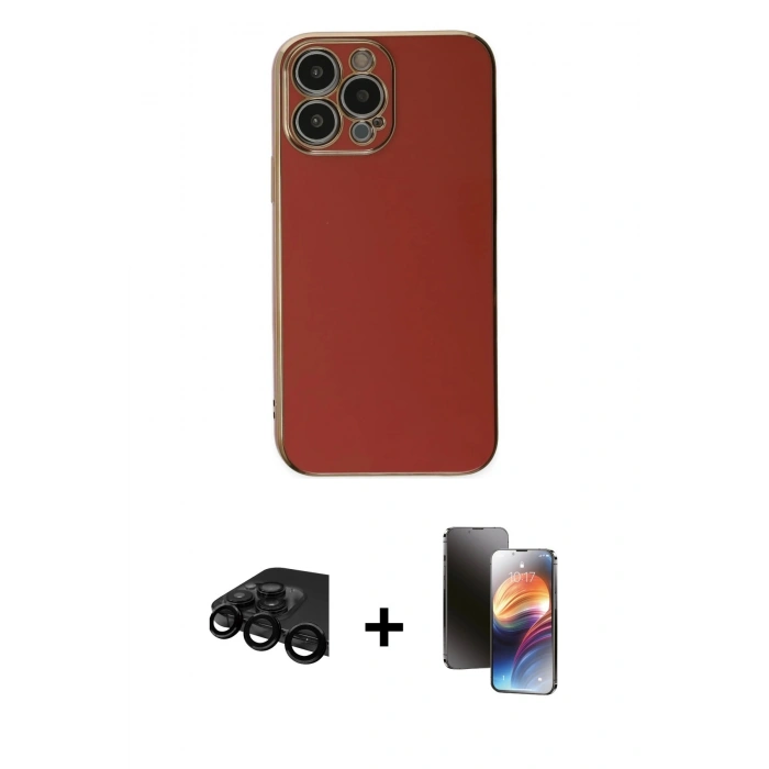 MARSİLYAN™- iPhone 15 Pro Max Kılıf Yankı Serisi - Siyah 3D Antistatik Mat Seramik Nano Ekran Koruyucu + Raze Metal Kamera Lens - SH