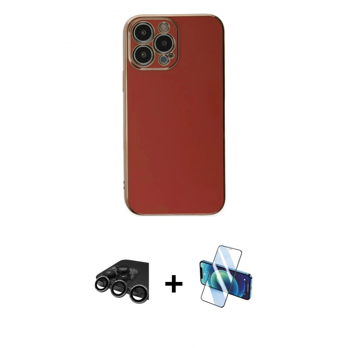 MARSİLYAN™- iPhone 15 Pro Max Kılıf Yankı Serisi - Siyah 3D Antistatik Seramik Nano Ekran Koruyucu + Raze Metal Kamera Lens - TMGI