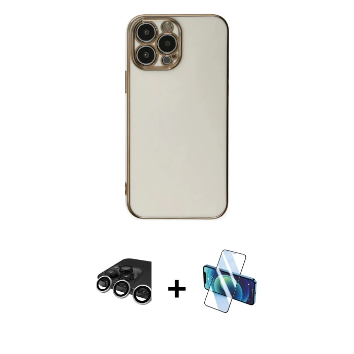MARSİLYAN™- iPhone 15 Pro Max Kılıf Yankı Serisi - Siyah 3D Antistatik Seramik Nano Ekran Koruyucu + Raze Metal Kamera Lens - GS
