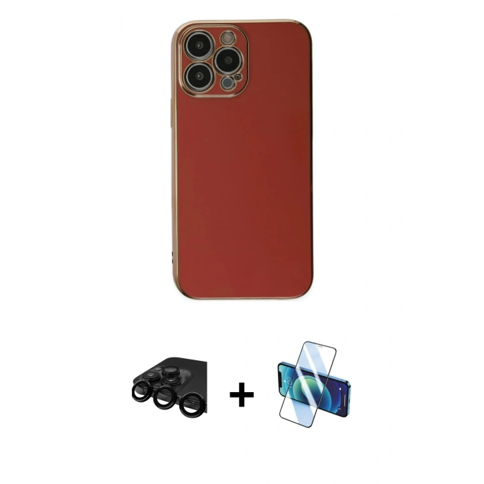 MARSİLYAN™- iPhone 15 Pro Max Kılıf Yankı Serisi - Siyah 3D Antistatik Seramik Nano Ekran Koruyucu + Raze Metal Kamera Lens - SH