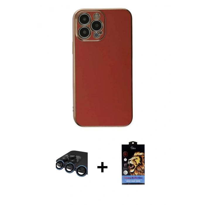 MARSİLYAN™- iPhone 15 Pro Max Kılıf Yankı Serisi - Siyah Buffer Hayalet Cam Ekran Koruyucu + Lacivert Raze Metal Kamera Lens