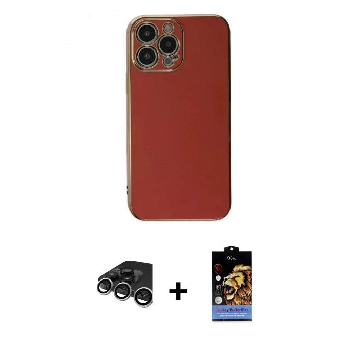 MARSİLYAN™- iPhone 15 Pro Max Kılıf Yankı Serisi - Siyah Buffer Hayalet Cam Ekran Koruyucu + Raze Metal Kamera Lens - GS