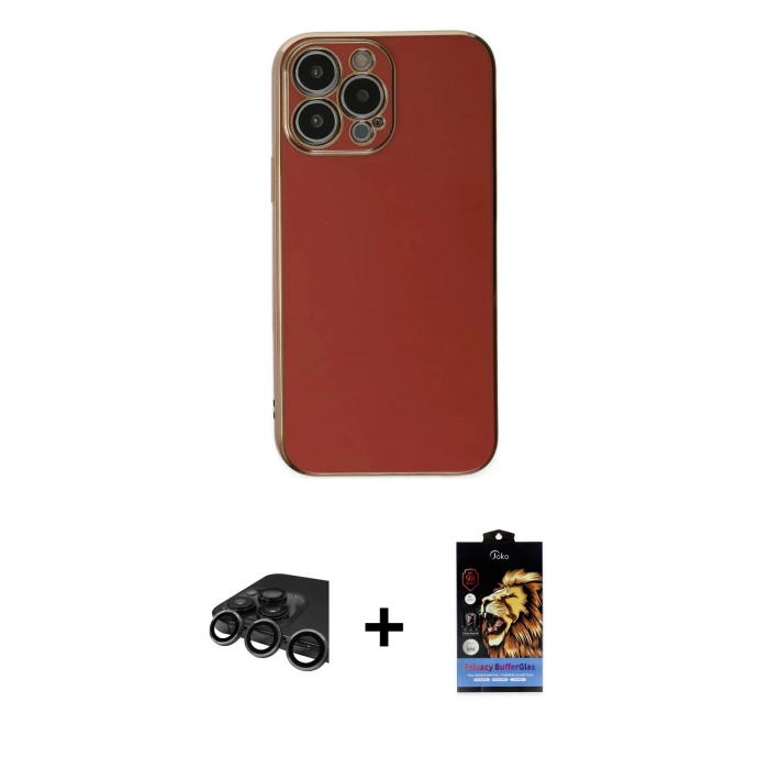MARSİLYAN™- iPhone 15 Pro Max Kılıf Yankı Serisi - Siyah Buffer Hayalet Cam Ekran Koruyucu + Raze Metal Kamera Lens - TMGI