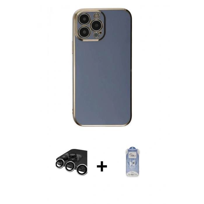 MARSİLYAN™- iPhone 15 Pro Max Kılıf Yankı Serisi - Siyah Joko Magic 5D Cam + Raze Metal Kamera Lens - GS