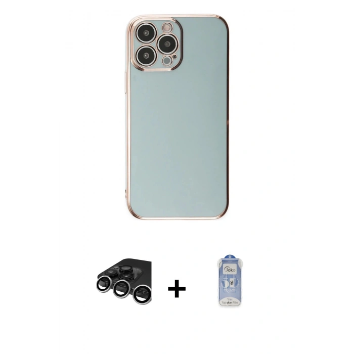 MARSİLYAN™- iPhone 15 Pro Max Kılıf Yankı Serisi - Siyah Joko Magic 5D Cam + Raze Metal Kamera Lens - GS
