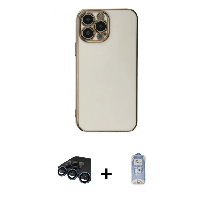 MARSİLYAN™- iPhone 15 Pro Max Kılıf Yankı Serisi - Siyah Joko Magic 5D Cam + Raze Metal Kamera Lens - LT