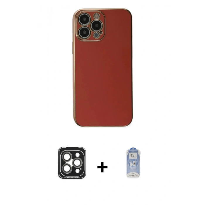 MARSİLYAN™- iPhone 15 Pro Max Kılıf Yankı Serisi - Siyah Joko Magic 5D Cam + PVD Metal Kamera Lens - GI