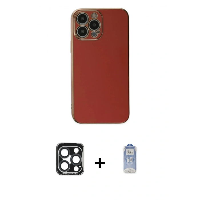 MARSİLYAN™- iPhone 15 Pro Max Kılıf Yankı Serisi - Siyah Joko Magic 5D Cam + PVD Metal Kamera Lens - LT