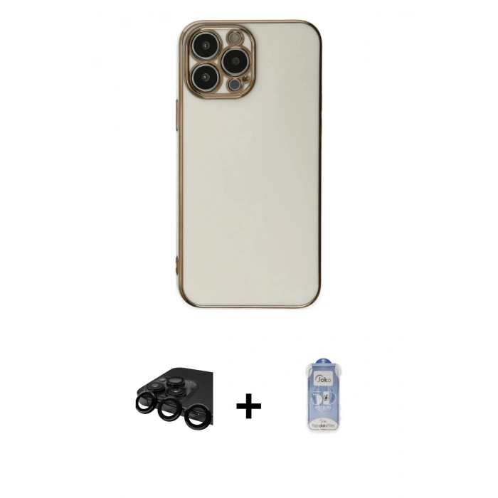 MARSİLYAN™- iPhone 15 Pro Max Kılıf Yankı Serisi - Siyah Joko Magic 5D Cam + Raze Metal Kamera Lens - SH