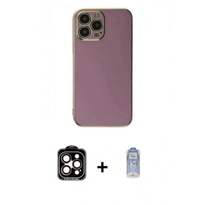 MARSİLYAN™- iPhone 15 Pro Max Kılıf Yankı Serisi - Siyah Joko Magic 5D Cam + PVD Metal Kamera Lens - TU