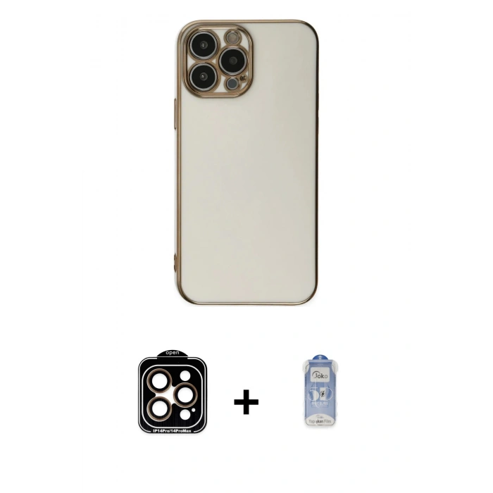 MARSİLYAN™- iPhone 15 Pro Max Kılıf Yankı Serisi - Siyah Joko Magic 5D Cam + PVD Metal Kamera Lens - TU