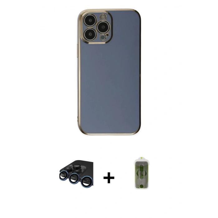 MARSİLYAN™- iPhone 15 Pro Max Kılıf Yankı Serisi - Siyah Joko Magic 5D Hayalet Cam + Raze Metal Kamera Lens - LT