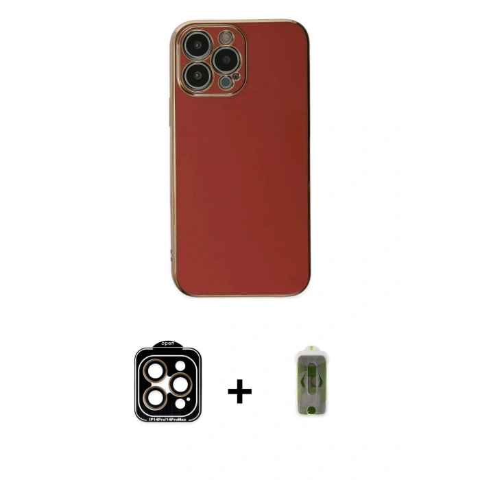 MARSİLYAN™- iPhone 15 Pro Max Kılıf Yankı Serisi - Siyah Joko Magic 5D Hayalet Cam + PVD Metal Kamera Lens - TU