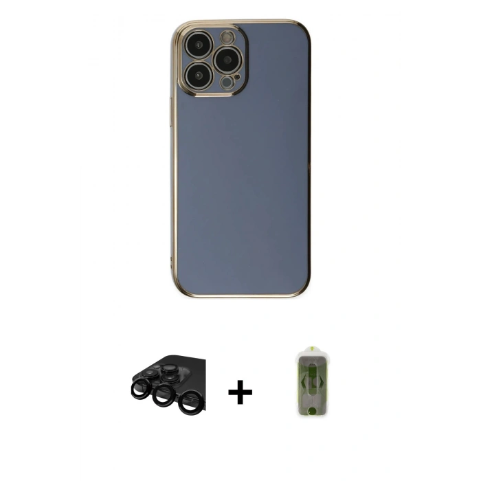 MARSİLYAN™- iPhone 15 Pro Max Kılıf Yankı Serisi - Siyah Joko Magic 5D Hayalet Cam + Raze Metal Kamera Lens - SH