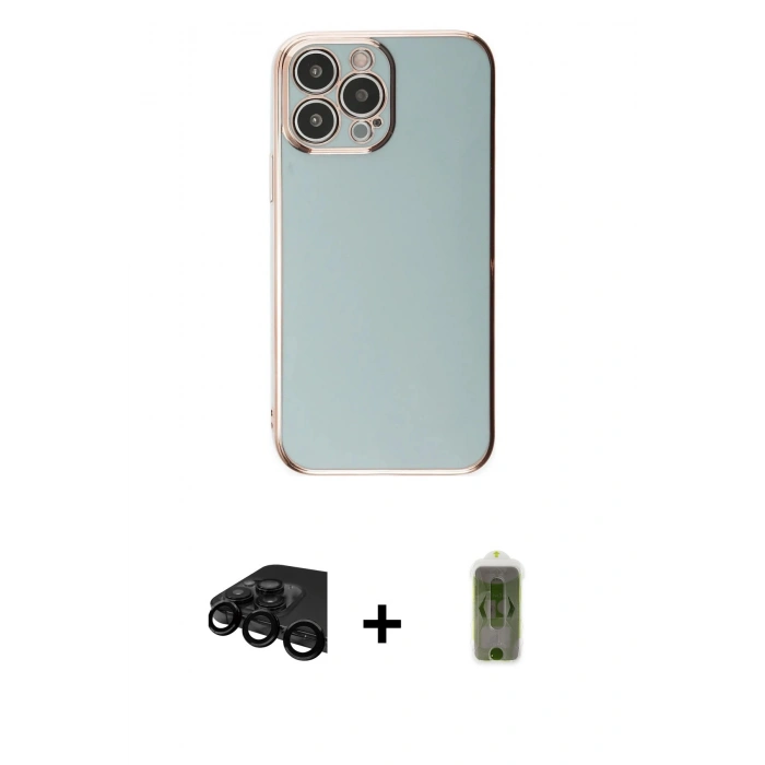 MARSİLYAN™- iPhone 15 Pro Max Kılıf Yankı Serisi - Siyah Joko Magic 5D Hayalet Cam + Raze Metal Kamera Lens - SH