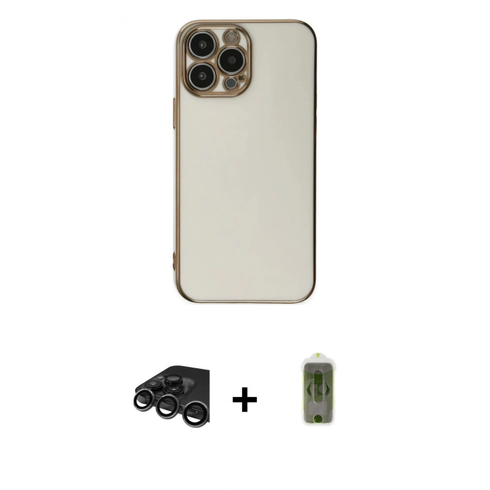 MARSİLYAN™- iPhone 15 Pro Max Kılıf Yankı Serisi - Siyah Joko Magic 5D Hayalet Cam + Raze Metal Kamera Lens - TMGI