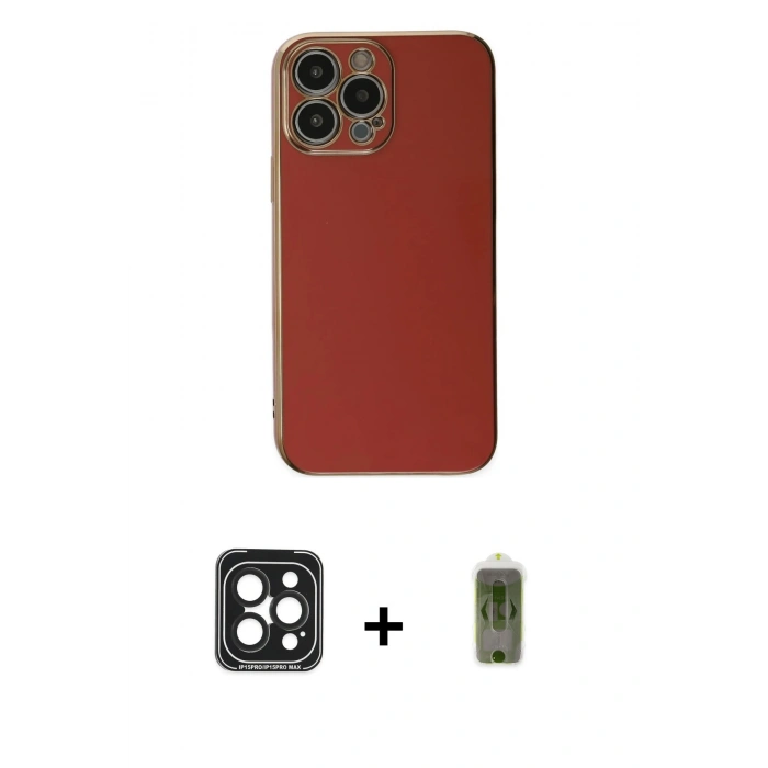 MARSİLYAN™- iPhone 15 Pro Max Kılıf Yankı Serisi - Siyah Joko Magic 5D Hayalet Cam + PVD Metal Kamera Lens - SH