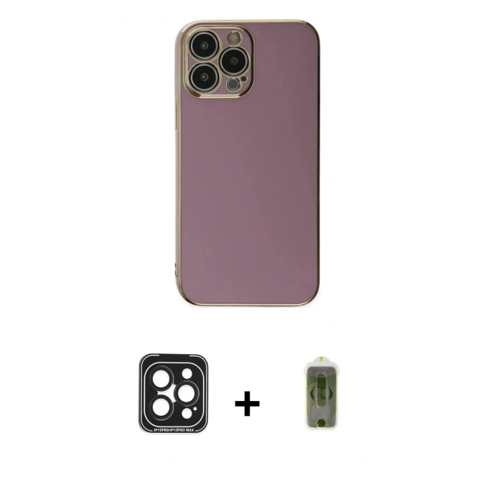 MARSİLYAN™- iPhone 15 Pro Max Kılıf Yankı Serisi - Siyah Joko Magic 5D Hayalet Cam + PVD Metal Kamera Lens - SH