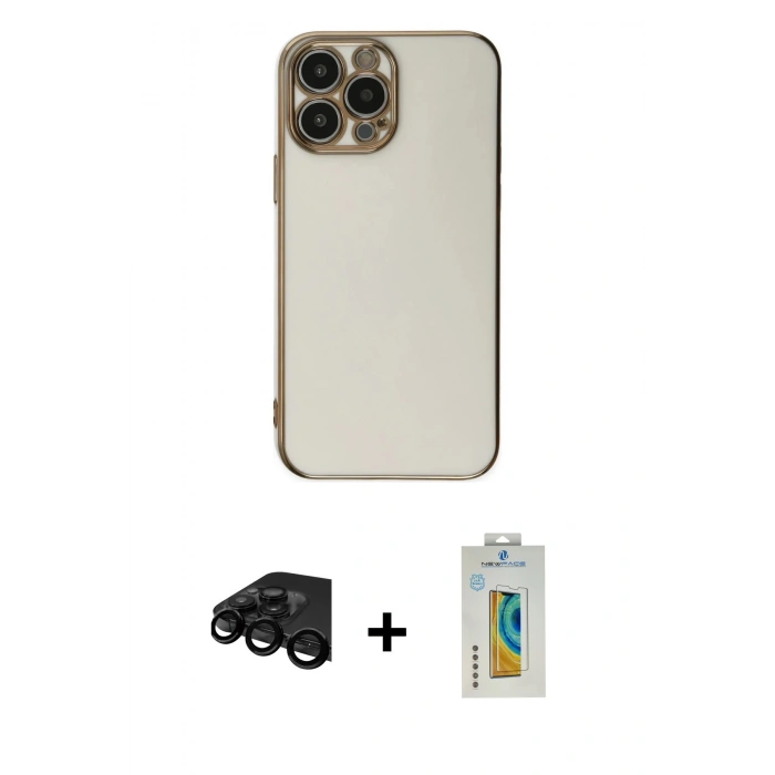 MARSİLYAN™- iPhone 15 Pro Max Kılıf Yankı Serisi - Siyah Polymer Nano Ekran Koruyucu + Raze Metal Kamera Lens - SH