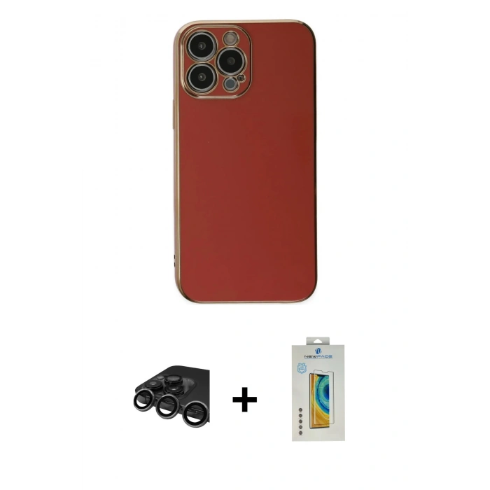 MARSİLYAN™- iPhone 15 Pro Max Kılıf Yankı Serisi - Siyah Polymer Nano Ekran Koruyucu + Raze Metal Kamera Lens - TMGI