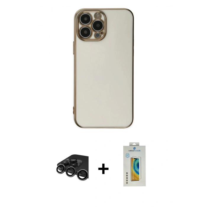 MARSİLYAN™- iPhone 15 Pro Max Kılıf Yankı Serisi - Siyah Polymer Nano Ekran Koruyucu + Raze Metal Kamera Lens - TMGI