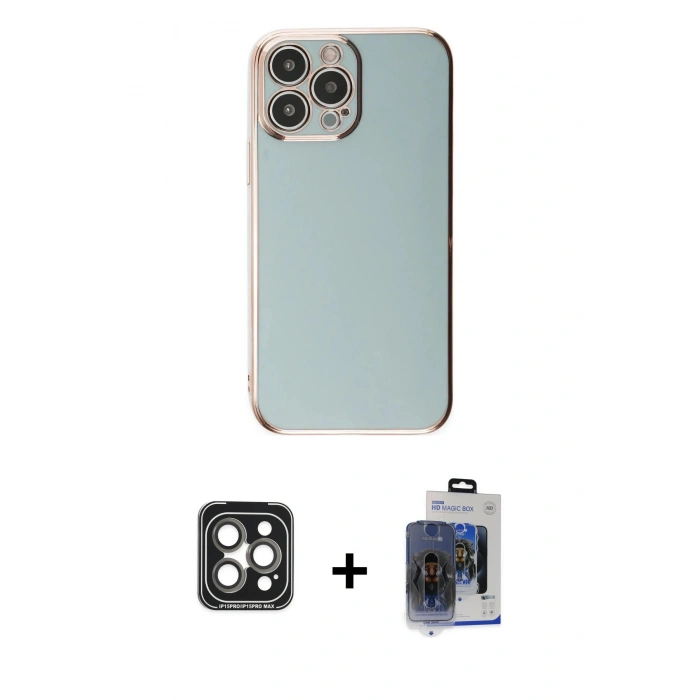 MARSİLYAN™- iPhone 15 Pro Max Kılıf Yankı Serisi - Siyah Vanessa Magic Cam + PVD Metal Kamera Lens - GI