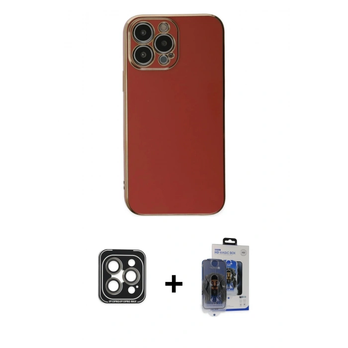 MARSİLYAN™- iPhone 15 Pro Max Kılıf Yankı Serisi - Siyah Vanessa Magic Cam + PVD Metal Kamera Lens - GI