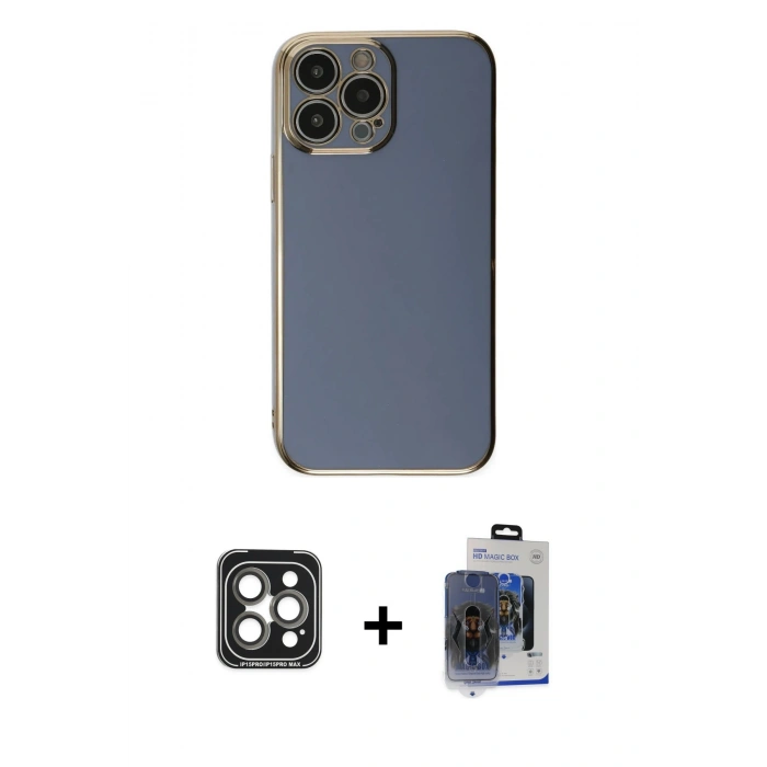 MARSİLYAN™- iPhone 15 Pro Max Kılıf Yankı Serisi - Siyah Vanessa Magic Cam + PVD Metal Kamera Lens - GI
