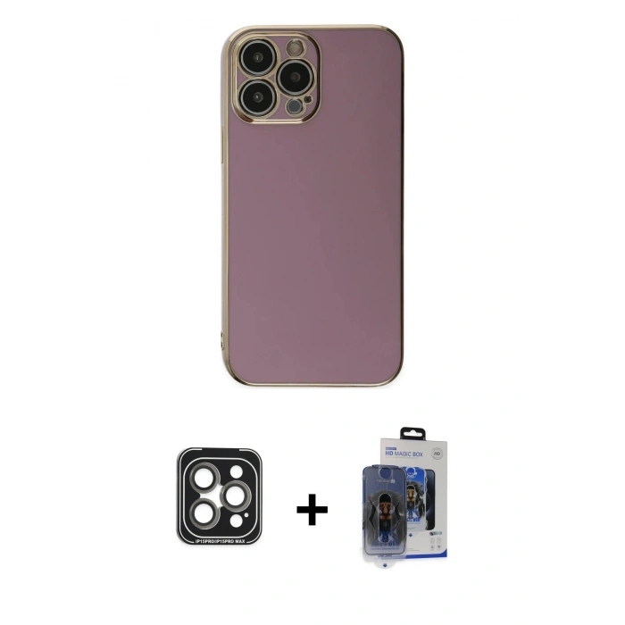 MARSİLYAN™- iPhone 15 Pro Max Kılıf Yankı Serisi - Siyah Vanessa Magic Cam + PVD Metal Kamera Lens - GI