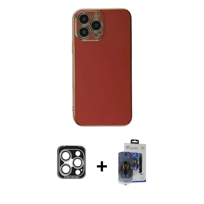 MARSİLYAN™- iPhone 15 Pro Max Kılıf Yankı Serisi - Siyah Vanessa Magic Cam + Gümüş PVD Metal Kamera Lens