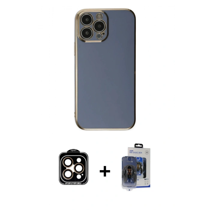 MARSİLYAN™- iPhone 15 Pro Max Kılıf Yankı Serisi - Siyah Vanessa Magic Cam + PVD Metal Kamera Lens - TU