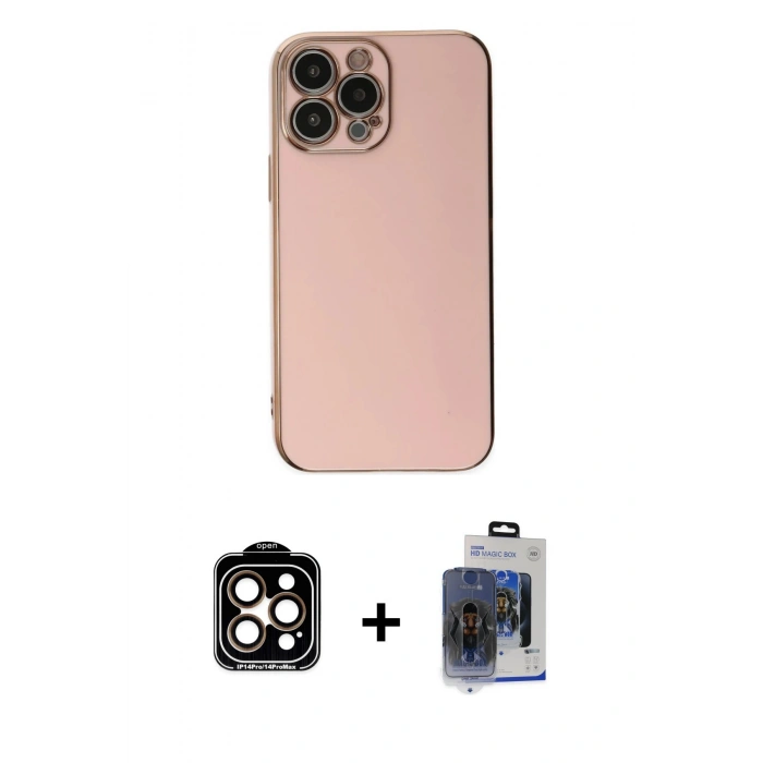 MARSİLYAN™- iPhone 15 Pro Max Kılıf Yankı Serisi - Siyah Vanessa Magic Cam + PVD Metal Kamera Lens - TU