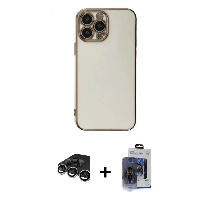 MARSİLYAN™- iPhone 15 Pro Max Kılıf Yankı Serisi - Siyah Vanessa Magic Cam + Raze Metal Kamera Lens - GS